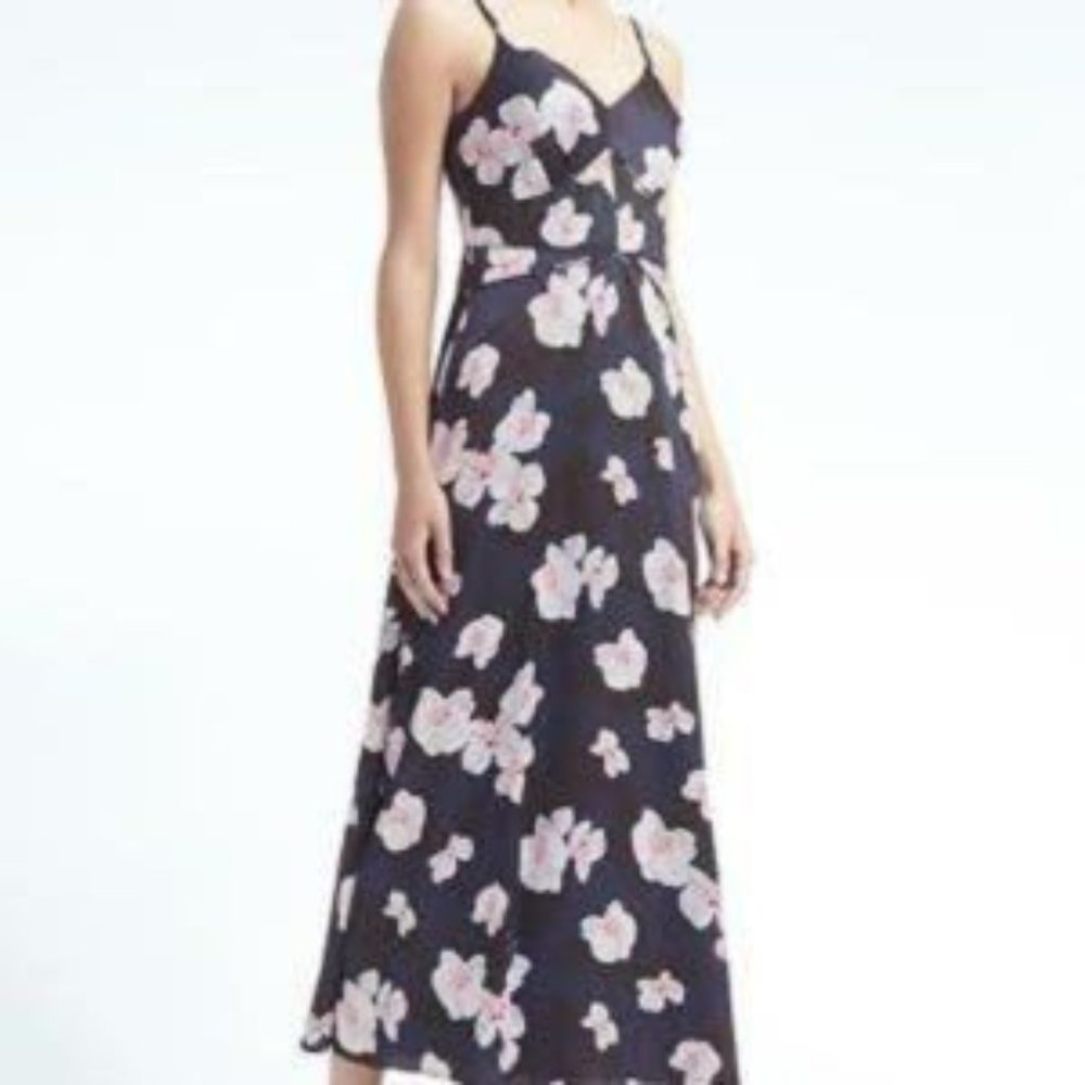 NWT Banana Republic Navy Blue Sleeveless Floral Maxi Dress